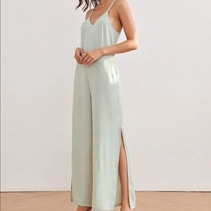 Solid Slit Hem Cami Jumpsuit